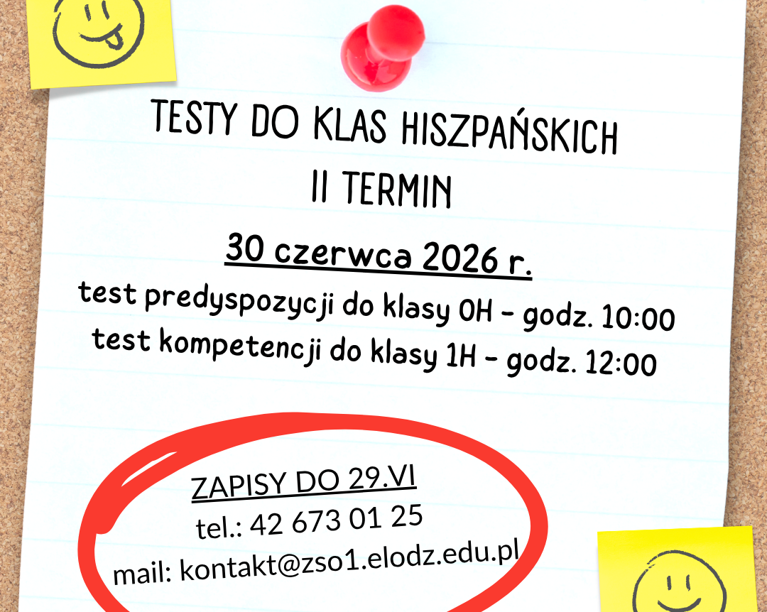 Testy wstępne do klas hiszpańskich – termin dodatkowy (30 czerwca)